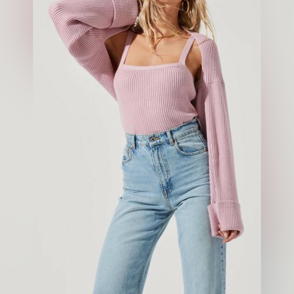 Astr Pink Ribbed Sweater - Picture 3 of 9
